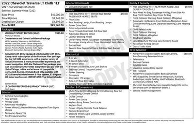 2022 Chevrolet Traverse LT Cloth