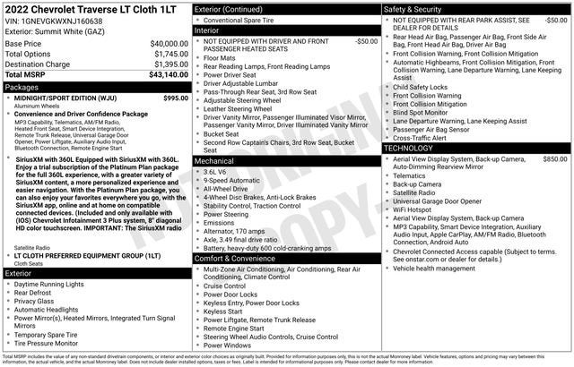 2022 Chevrolet Traverse LT Cloth